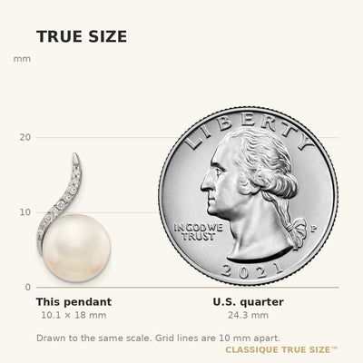 14K White Gold White Button FWC Pearl and Diamond Pendant