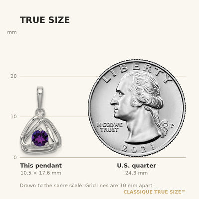 14K White Gold Amethyst Triangle Pendant