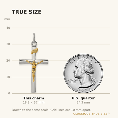 Sterling Silver Platinum-plated & 18K Gold-plated INRI Crucifix Charm
