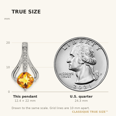 14K White Gold Citrine and Diamond Pendant, 22 x 12.4mm