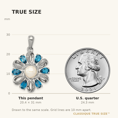 Sterling Silver Rhodium Plated Dia. and London BT Flower Pendant