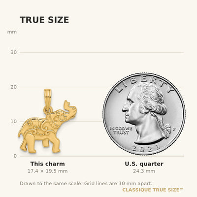 14K Polished Fancy Elephant Charm