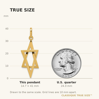 14K Elongated Star of David Pendant