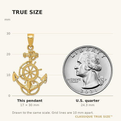 14K Anchor and Wheel Pendant