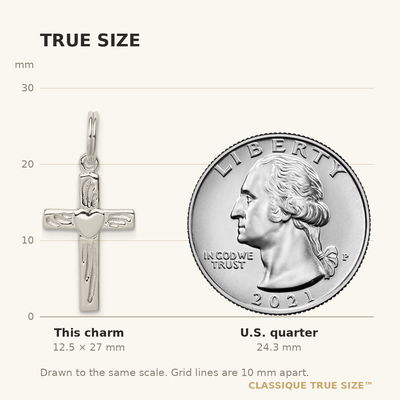 Sterling Silver Rhodium-plated Latin Cross Charm, 27 x 18mm