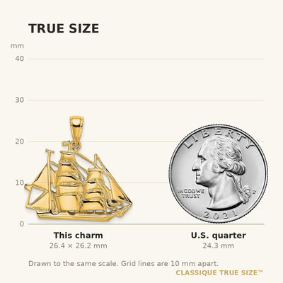 14K 2-D Polished Sailing Ship Charm