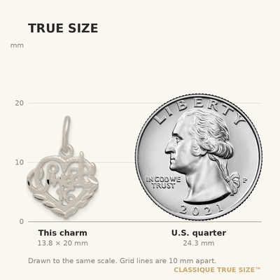 Sterling Silver Sweet 16 Charm, 20 x 14mm