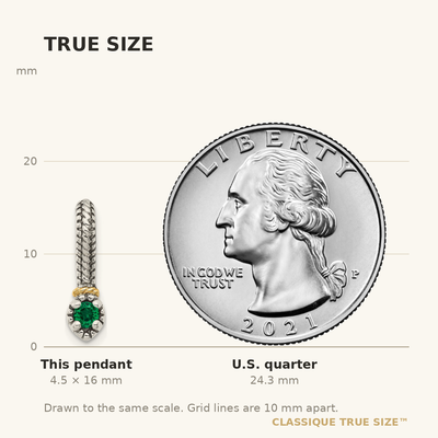 Shey Couture Sterling Silver Antiqued with 14K Accent Polished Created Emerald Chain Slide Pendant