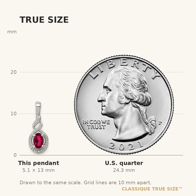 Sterling Silver Rhodium-plated Created Ruby & Diam. Pendant, 13 x 7mm
