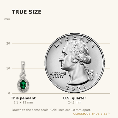 Sterling Silver Rhodium-plated Created Emerald & Diam. Pendant, 13 x 7mm