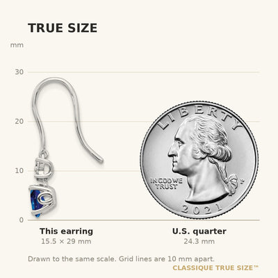 14K White Gold Diamond and Oval Sapphire Shepherd Hook Earrings