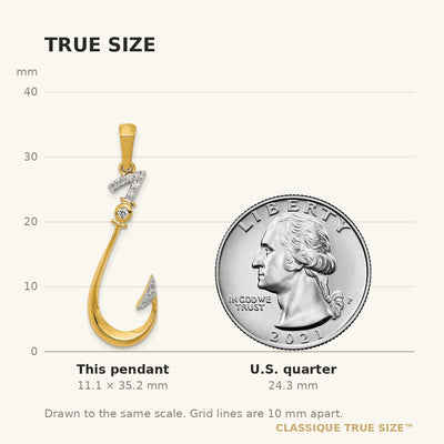 14K Diamond Fish Hook Pendant