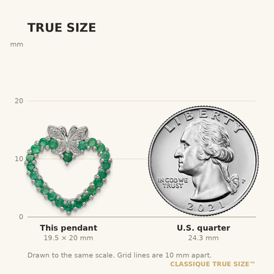 Sterling Silver Rhodium-plated Emerald & Diamond Heart Pendant