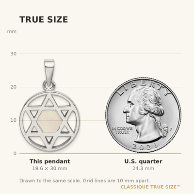 Sterling Silver Rhodium-plated MOP Star of David Pendant