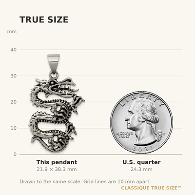 Sterling Silver Antiqued Dragon with Tongue Out Pendant