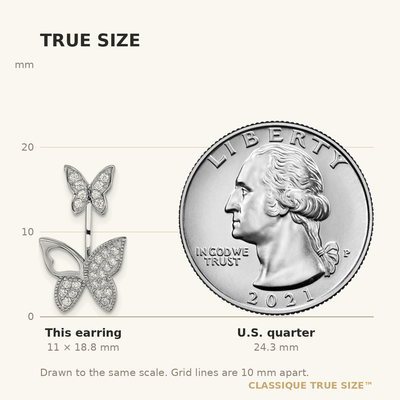 Sterling Silver Rhodium-plated CZ Butterfly Front and Back Earrings
