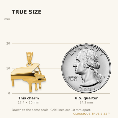 14K Piano Charm, 20 x 18mm