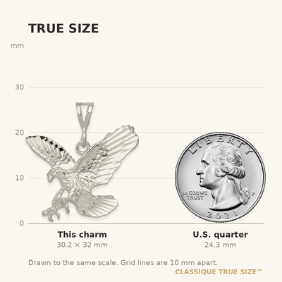 Sterling Silver Eagle Charm, 32 x 35mm