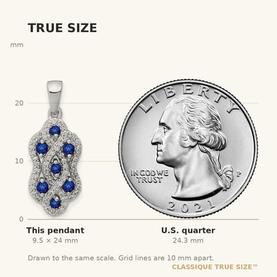 14K White Gold 1/4 carat Diamond and .32 Sapphire Fancy Twist Pendant