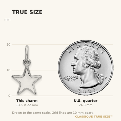 Sterling Silver Rhodium Plated Polished Star Charm
