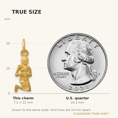 14K Satin Diamond-cut Virgo Zodiac Charm, 22 x 6.5mm