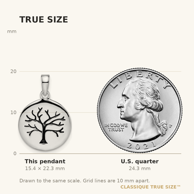 Sterling Silver Rhodium-plated Oxidized Circle Tree Pendant