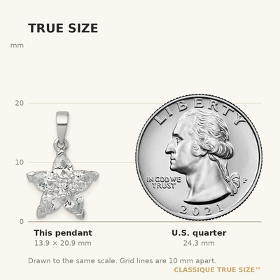 Sterling Silver Rhodium-plated Polished Round and Pear CZ Flower Pendant