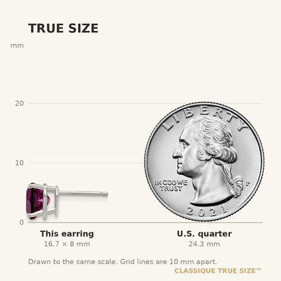 14K White Gold Rhodolite Garnet Heart Stud Earrings