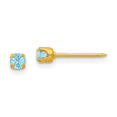 Inverness 24K Plated March Lt Blue Crystal Birthstone Earrings