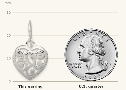 Classique True Size: Sterling Silver Rhodium Plated Shepherd Hook Earrings shown next to a US quarter (24.3 mm)