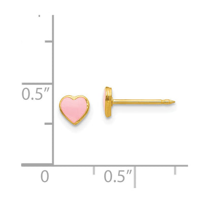 Inverness Stainless Steel 24K Gold-plated Pink Enamel Heart Earrings