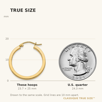 14K Square Tube Hoops, 25 x 3mm