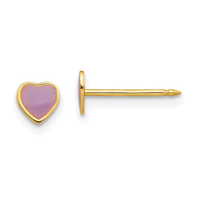 Inverness 14K Epoxy Fill Purple Heart Earrings