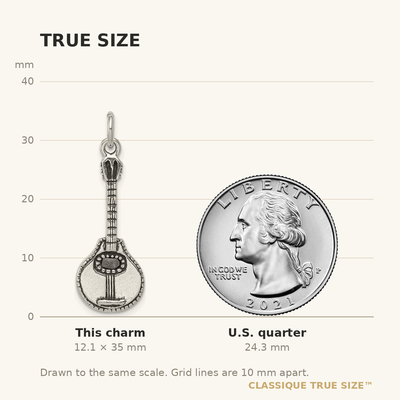 Sterling Silver Antiqued Mandolin Charm