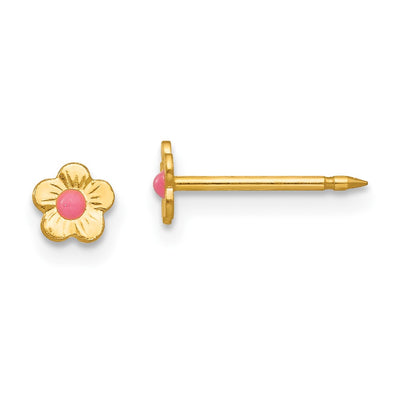 Inverness 14K Epoxy Fill Pink Mini Flower Earrings