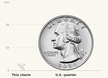True size: Sterling Silver with Interchangeable Nautical Charms Bangle shown next to a US quarter (24.3 mm)