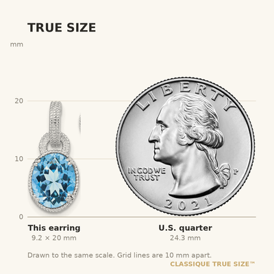 Sterling Silver Rhodium-plated Blue Topaz Earrings, 20 x 9mm