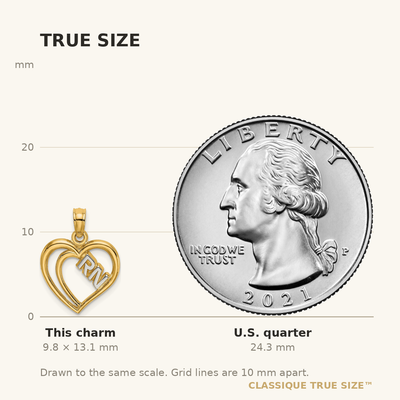 14K w/Rhodium RN Inside Double Hearts Charm
