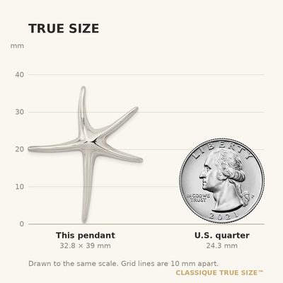 Sterling Silver Rhodium-plated Starfish Pendant