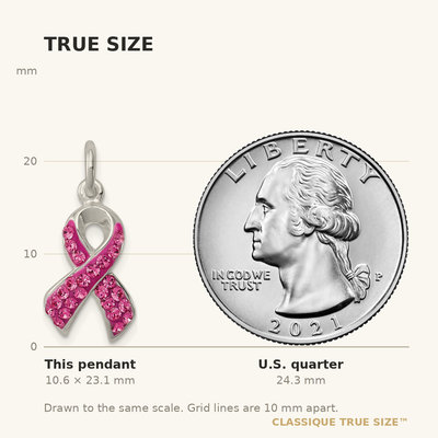 Sterling Silver Stellux Crystal Pink Awareness Ribbon Pendant