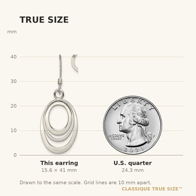 Sterling Silver Polished Triple Oval Dangle Earrings, 41 x 15mm