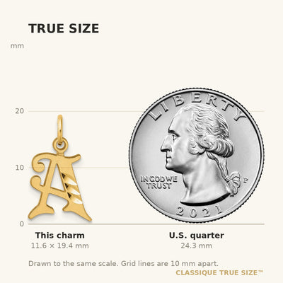 14K Diamond-cut Letter Initial Charm