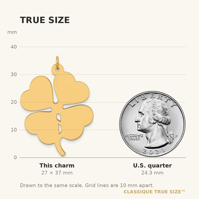 14K Plain .018 Gauge Engravable Clover Disc Charm, 37 x 27mm
