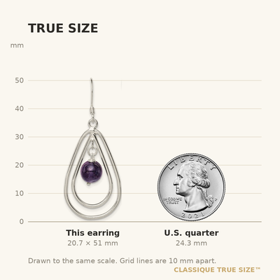Sterling Silver Polished Amethyst Teardrop Dangle Earrings, 51 x 18mm
