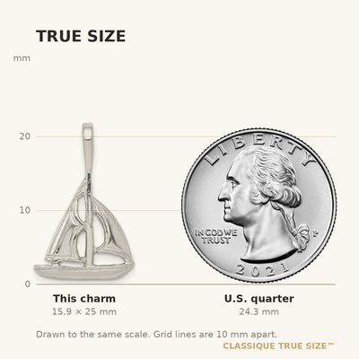 Sterling Silver Sailboat Charm, 25 x 16mm