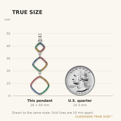 Sterling Silver Rhodium-plated Multi-color Nano Crystal Pendant
