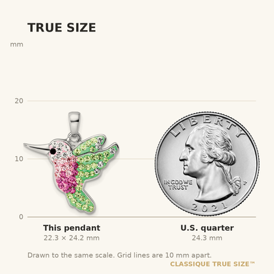 Sterling Silver Rhodium-plated Preciosa Crystal Hummingbird Pendant