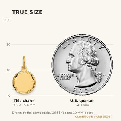 14K Etched .009 Gauge Engravable Round Disc Charm, 15.8 x 10.1mm