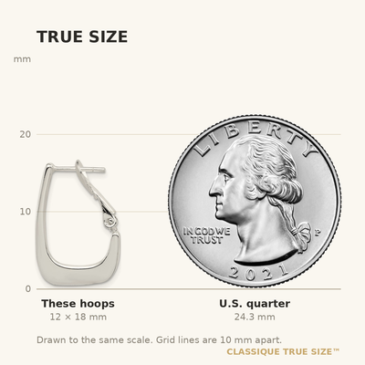 Sterling Silver Rhodium-plated Tapered Omega Back Hoop Earrings