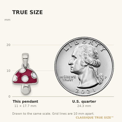 Sterling Silver Rhodium-plated Polished Red and White Enameled Mushroom Pendant